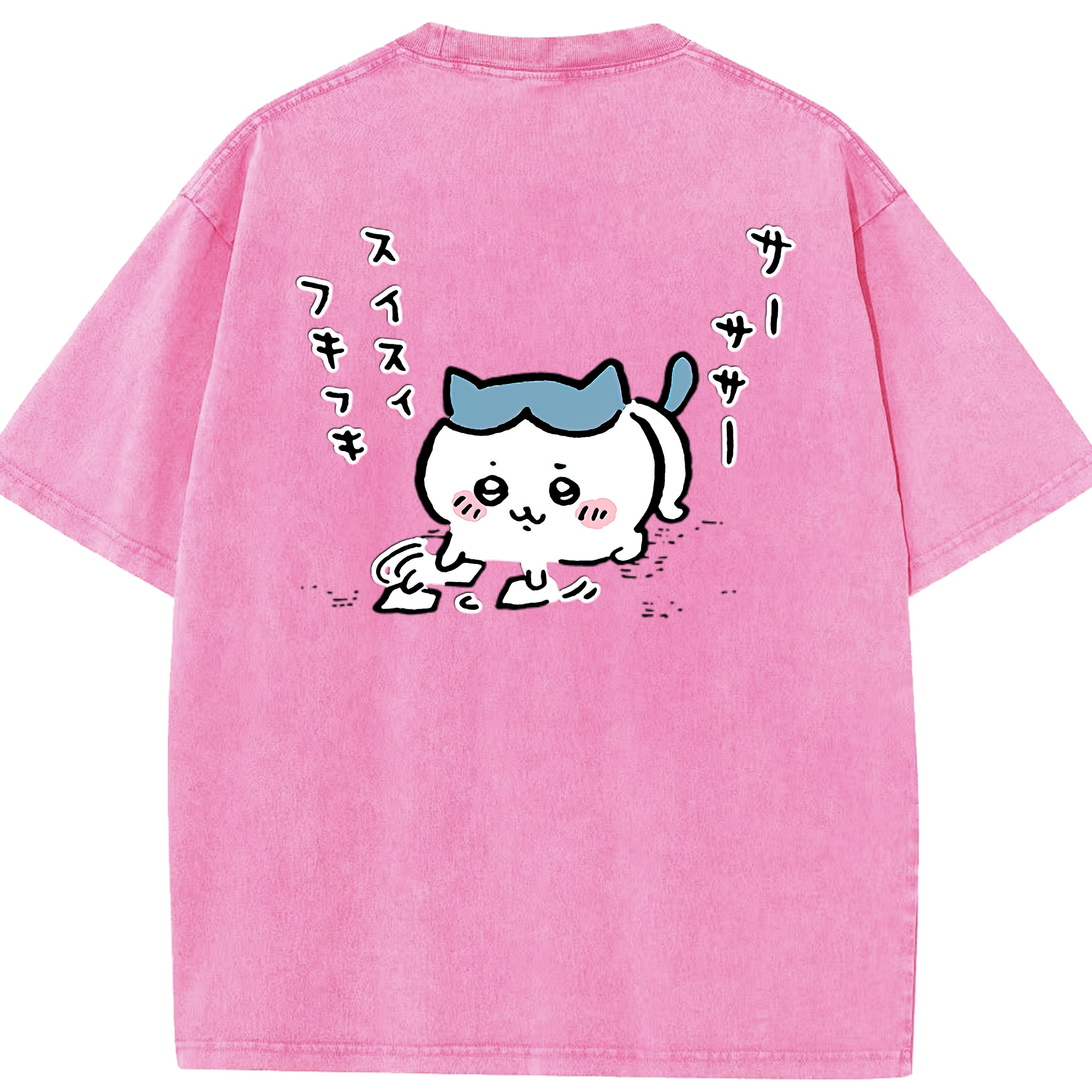 （画像用） ちいかわ ハチワレ Chii-kawa hachiware 綿100% ヴィンテージ風 半袖Tシャツ（背面プリント）